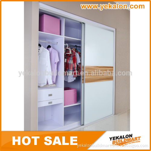 Biuld in sliding door wardrobe tempered glass sliding door closet